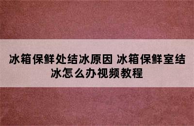 冰箱保鲜处结冰原因 冰箱保鲜室结冰怎么办视频教程